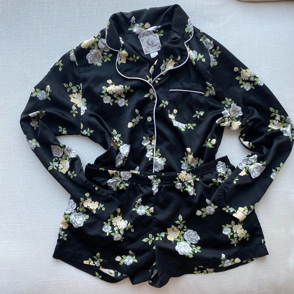 PJ Couture Floral Shorts Long Sleeve Pajama Set